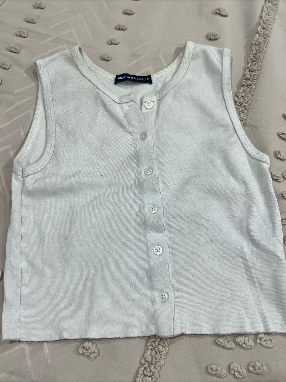 Brandy Melville White Button-Up Tank